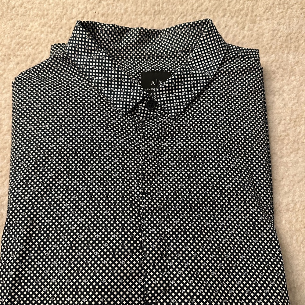Armani Exchange Geometric Black and White Shirt